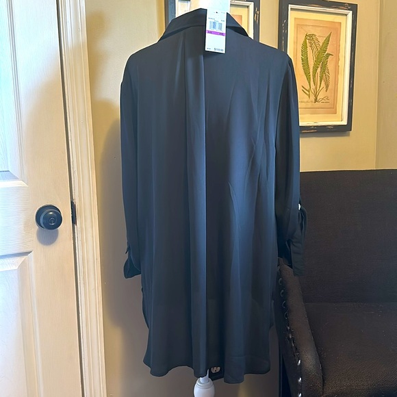 New Michael Kors Hi/Lo sheer black w/ gold accent front zipper with monogram XXL - Picture 8 of 10